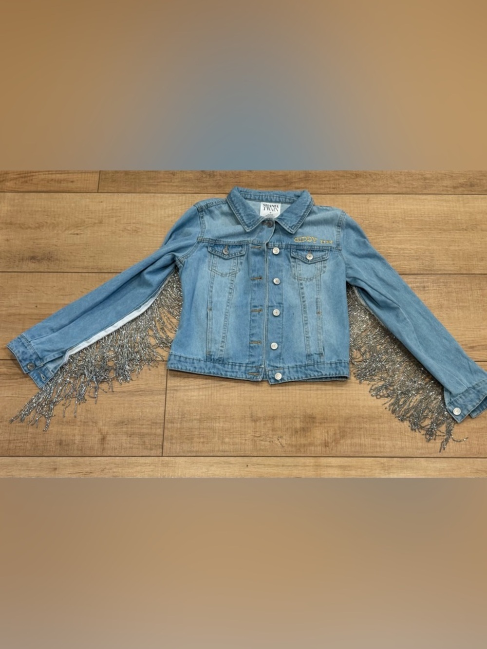 Shania Twain Denim Jean Jack with rhinestone fringe - From Concert Size Small